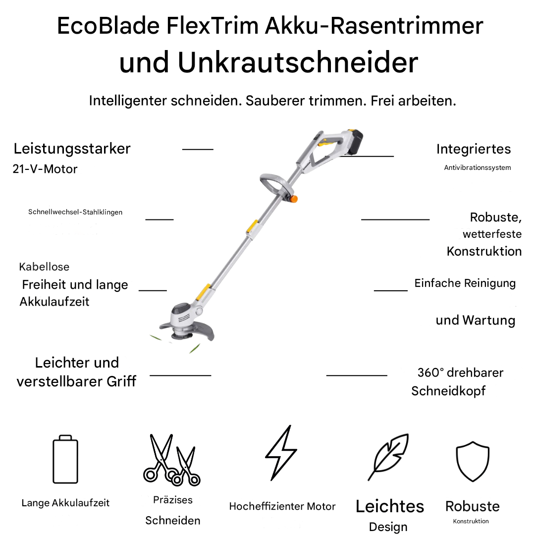 EcoBlade FlexTrim Akku-Rasentrimmer und Unkrautschneider