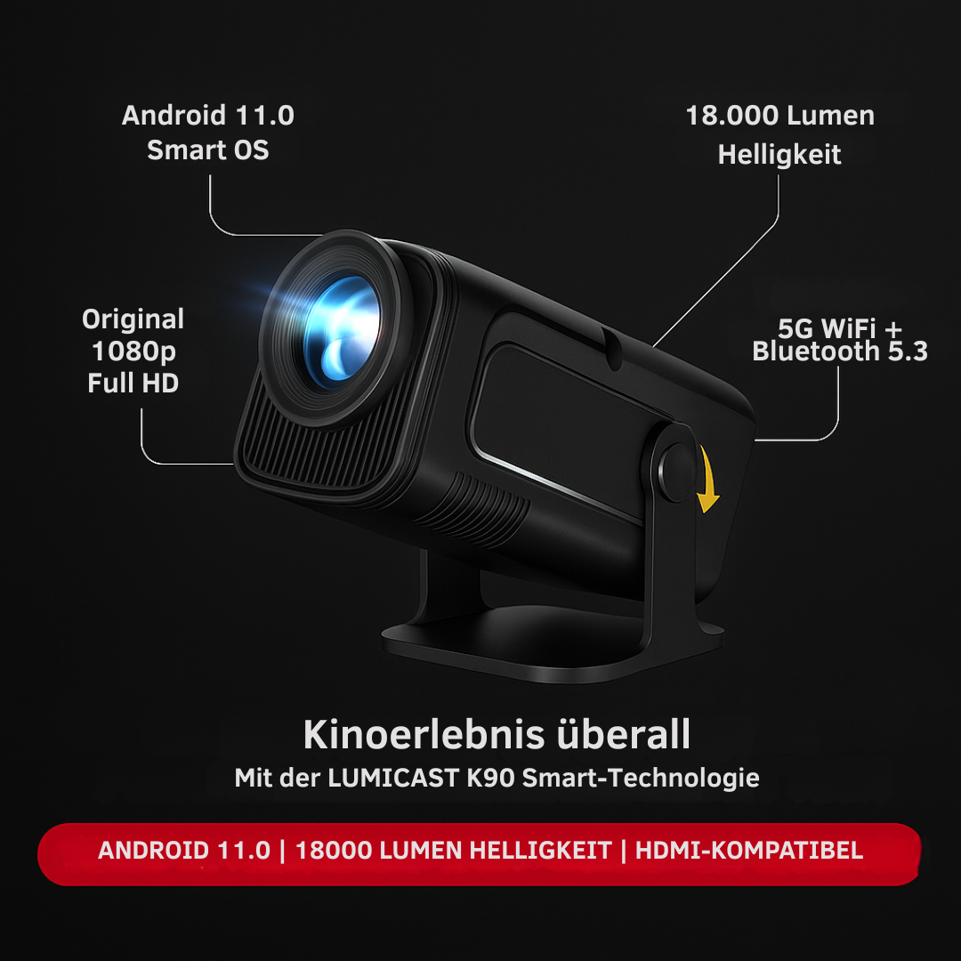 LumiCast K90 Smart-Projektor – Full HD 1080p mit Android-Unterstützung