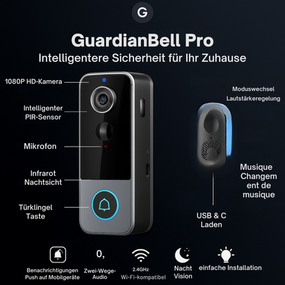 GuardianBell Pro AI Nachtsicht-Türklingel